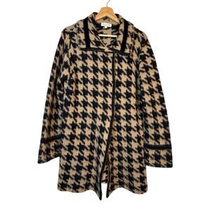 Le Maglie di Sofia Italian Wool Cardigan Sz Large Houndstooth Print Chunky Knit